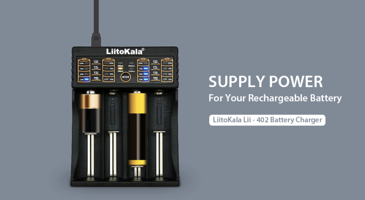 מטען איכותי וזול לסוללות נטענות Liitokala Lii-402 הדגם החדש עם טייפ סי!