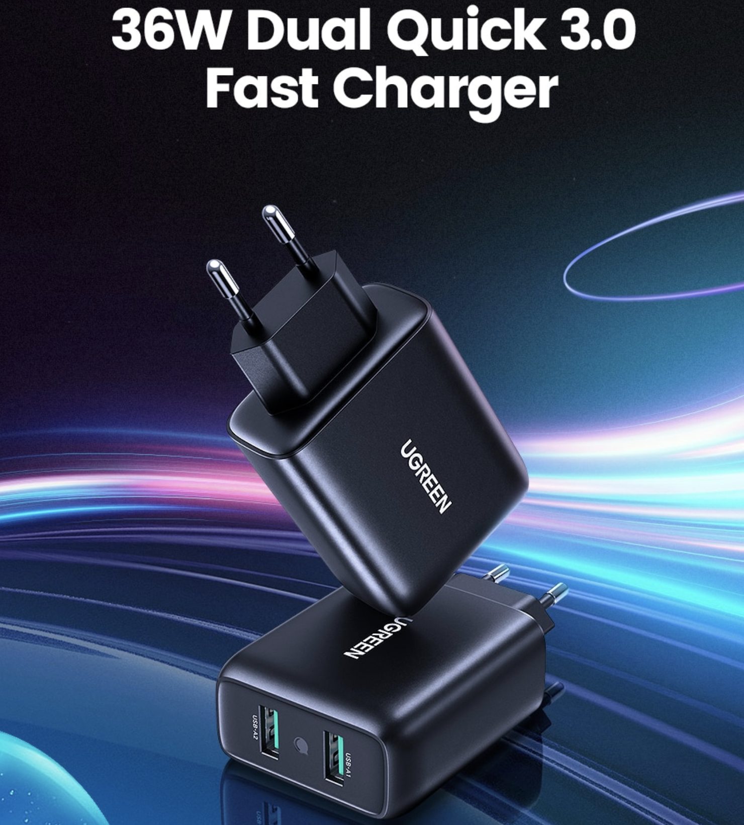 חםם! מטען קיר מהיר כפול Ugreen USB Charger 36W בדיל בלעדי!