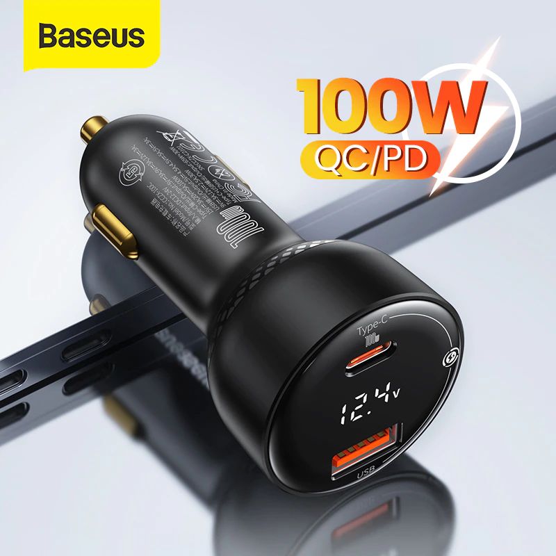 חצי חינם! מטען מטורף לרכב 100W מבית Baseus בקופון בלעדי! baseus-pd-100w-usb-car-charger-quick-charge-4-0-qc4-0-qc3-0-type-c-usb-6