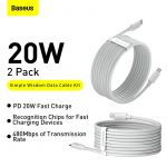 סט של 2 כבלי Baseus USB PD 20W מסוג Type C או Lightning במחיר הצגה!