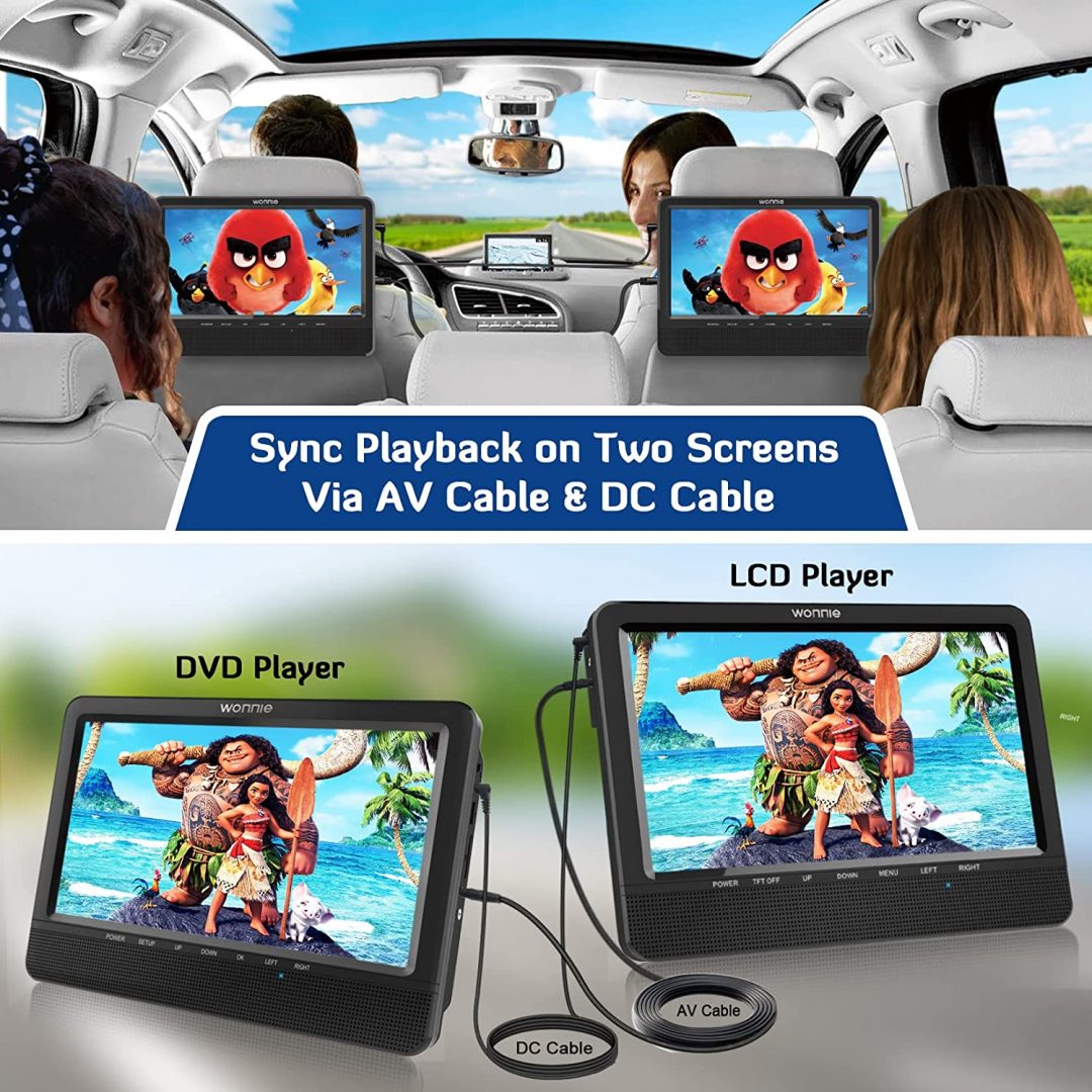 נגן DVD ומדיה לרכב הכולל שני מסכי 10.5 אינץ במחיר מעולה! נגן DVD ומדיה לרכב הכולל שני מסכי 10.5 WONNIE