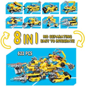משחק הנדסי לילדים 8 ב1 עם 622 חלקים במחיר הזוי!