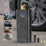 מדחס אוויר נייד לניפוח צמיגים כולל סוללת 6000mAh ותאורת לד