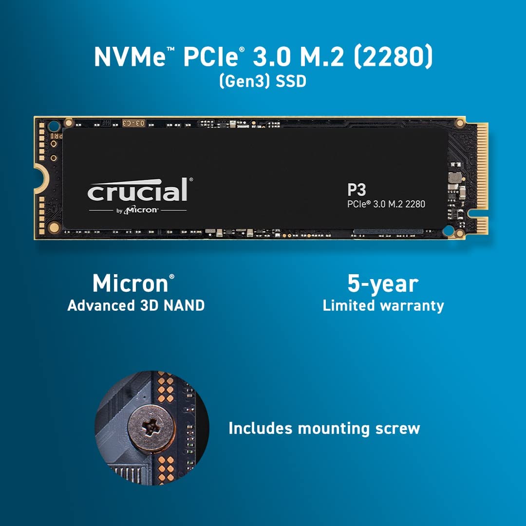 כונן פנימי מהיר למחשב ולPS5 Crucial P3 1TB PCIe 3.0 3D NAND NVMe M.2 SSD מתחת לרף המס! 61kW1AYUZZL._AC_SL1080_