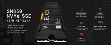 כונן SSD פנימי מהיר למחשב ולPS5 מדגם Samsung 980 WD_BLACK 500GB SN850 NVMe כולל צלעות קירור