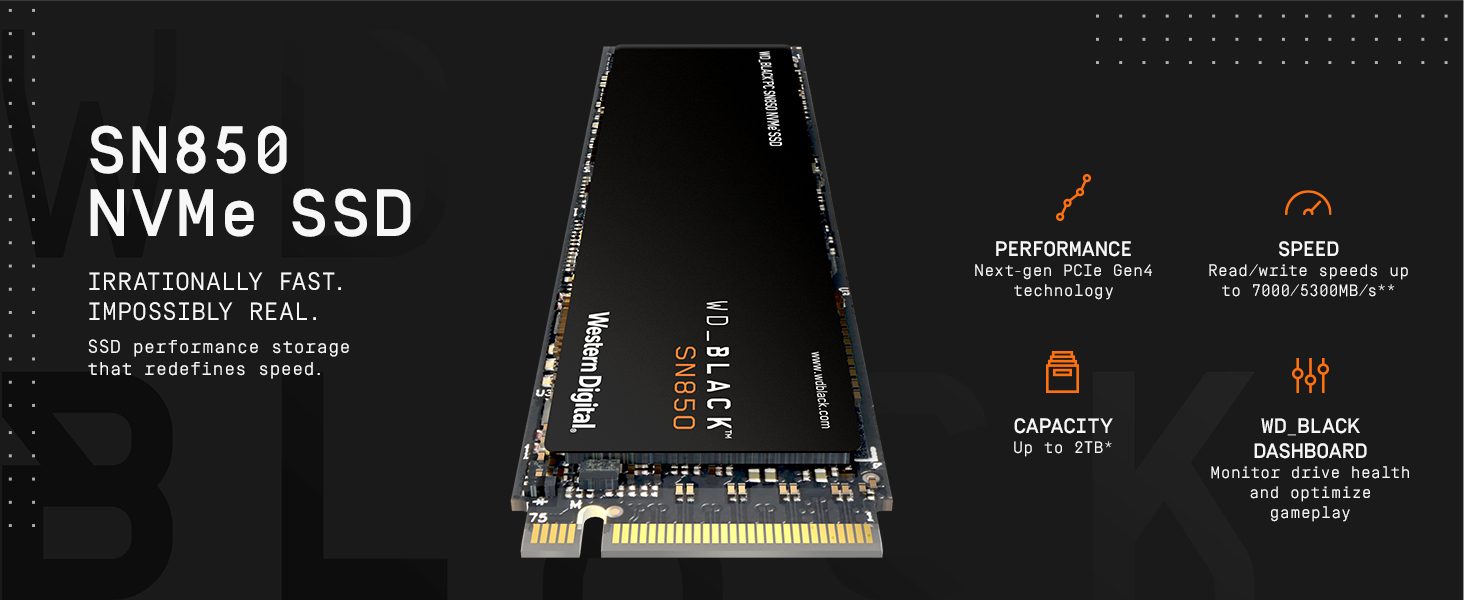 כונן SSD פנימי מהיר למחשב ולPS5 מדגם Samsung 980 WD_BLACK 500GB SN850 NVMe image-2