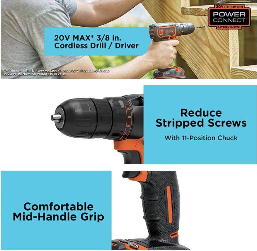 מברגה/מקדחה BLACK&DECKER 20V MAX בירידת מחיר שווה!! צילום מסך 2022-10-19 ב-18.33.28
