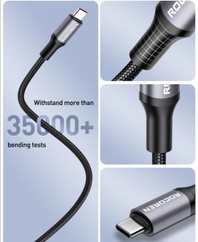 כבל טייפ סי לטייפ סי טעינה מהירה 60W או 100W מבית Rocoren במחיר כמעט חינם!