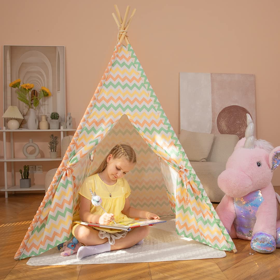 אוהל טיפי Teepee לילדים הכולל משטח ב3 עיצובים לבחירה במחיר בדיחה ומשלוח חינמי לגמרי!