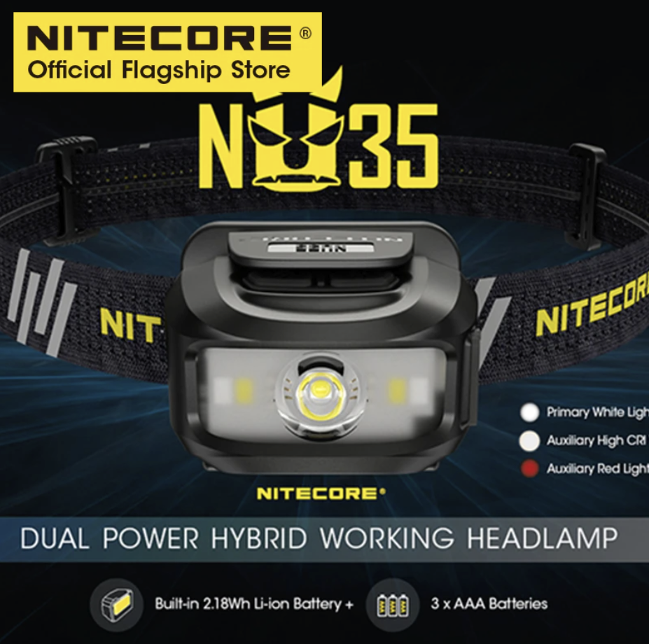 פנס ראש נייטקור NITECORE NU35 450 לומנס במחיר שווה! NITECORE NU35
