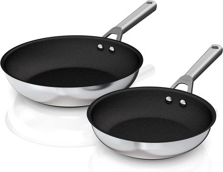 סט מחבתות Ninja C62000 Foodi NeverStick מפלדת אל-חלד 20 ס"מ ו-25 ס"מ