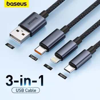 כבל טעינה מהיר 3 ב-1 Baseus במחיר רצפה ומשלוח מהיר חינם!