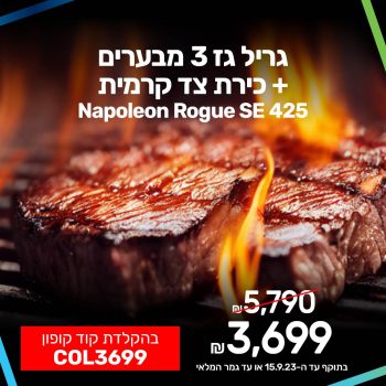 ‏דיל חריג! ‏גריל ‏גז 3 מבערים + כירת צד קרמית Napoleon Rogue SE 425 בריסוק מחיר משוגע!