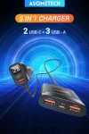מטען מפוצל 5 פורטים לרכב ASOMETECH 78W 5usb