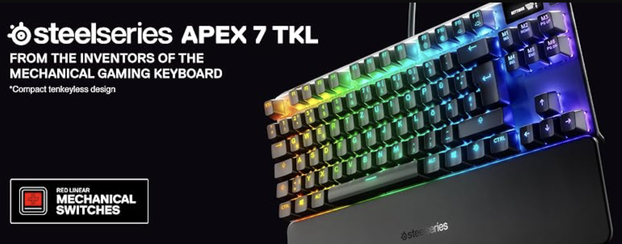מקלדת גיימינג מכנית קומפקטית Apex 7 TKL מאת SteelSeries עם תצוגה OLED חכמה במחיר טירוף! Apex 7 TKL מאת SteelSeries