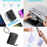 מטען נייד 20000mAh אנקר A1647 Anker Power Bank עם כבל וסטנד מובנים במחיר טירוף!
