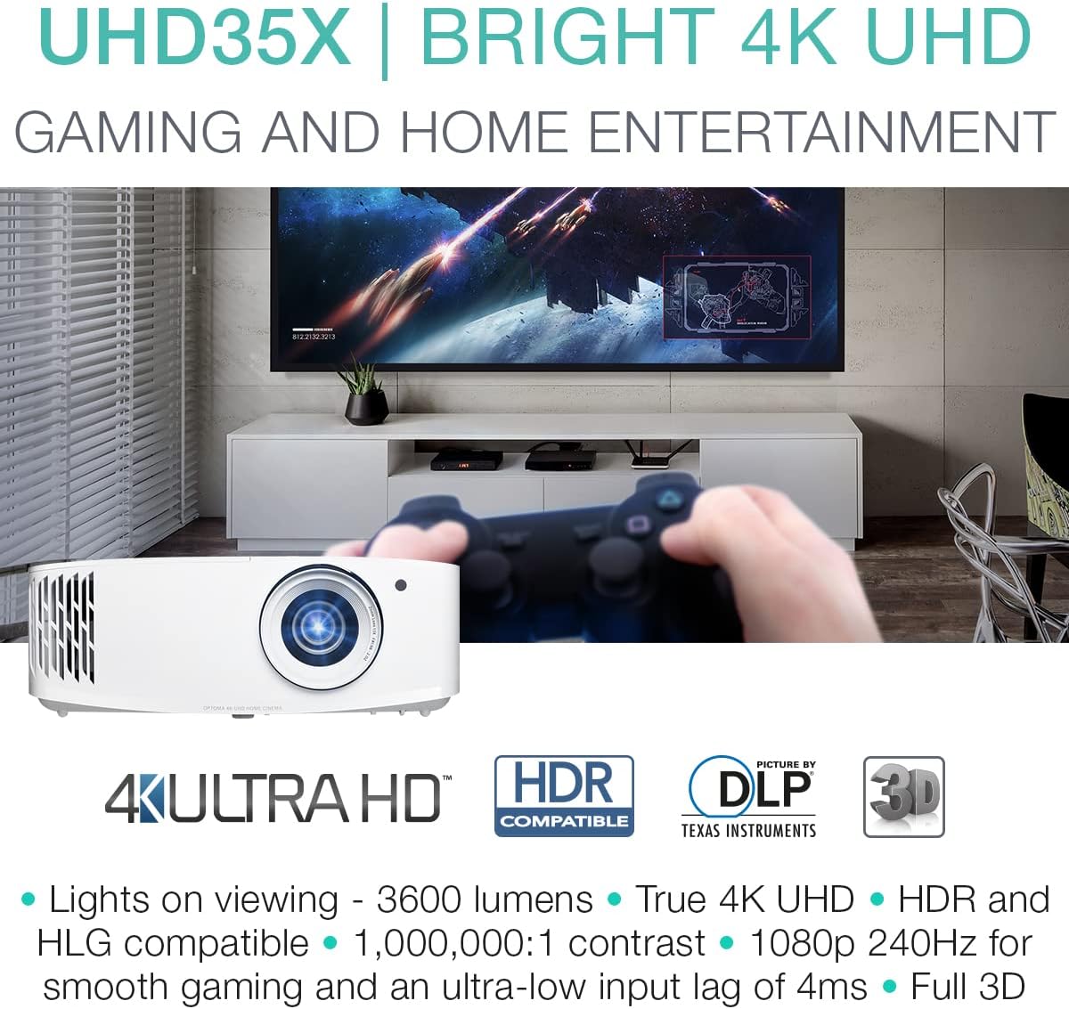 זה מקרן! מקרן גיימינג Optoma UHD35x True 4K UHD 240Hz במחיר אשש! 71eiRBR989L._AC_SL1200_