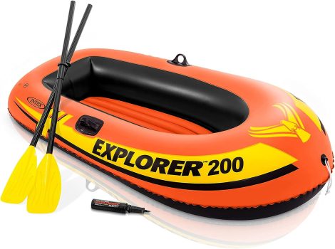 סירה מתנפחת Intex Explorer 200 כולל זוג משוטים ומשאבה סוף סוף בשילוח חינם!