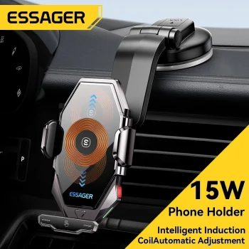 מעמד סמארטפון לרכב כולל טעינה אלחוטית Essager 15W T7 במחיר רצפה!