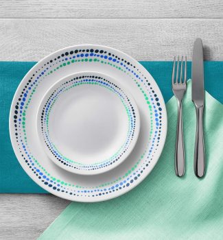 מחיר רצפה! סט צלחות קורל Corelle עם 18 חלקים ל6 סועדים קורל דגם Ocean Blue