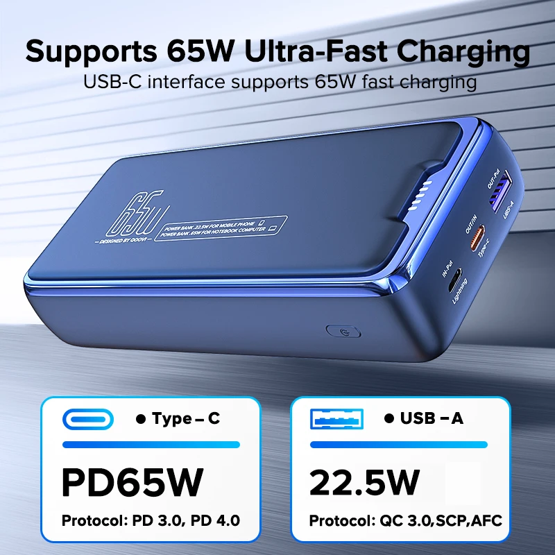 מטען נייד של QOOVI בנפח 30,000mAh תומך 45W PD במחיר מציאה! QOOVI-Power-Bank-30000mAh-External-Battery-Capacity-PD-65W-Fast-Charging-Portable-Charger-Powerbank-For-Laptop