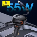 מטען מהיר כפול למצת הרכב Baseus 60W עם כבל נשלף במחיר שווה!