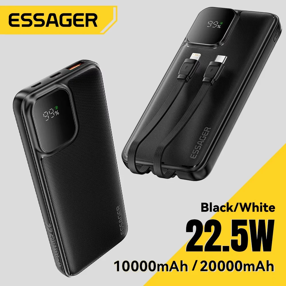 מטען נייד עם כבלים מובנים ומסך לד ESSAGER 22.5W במחיר בדיחה! 1