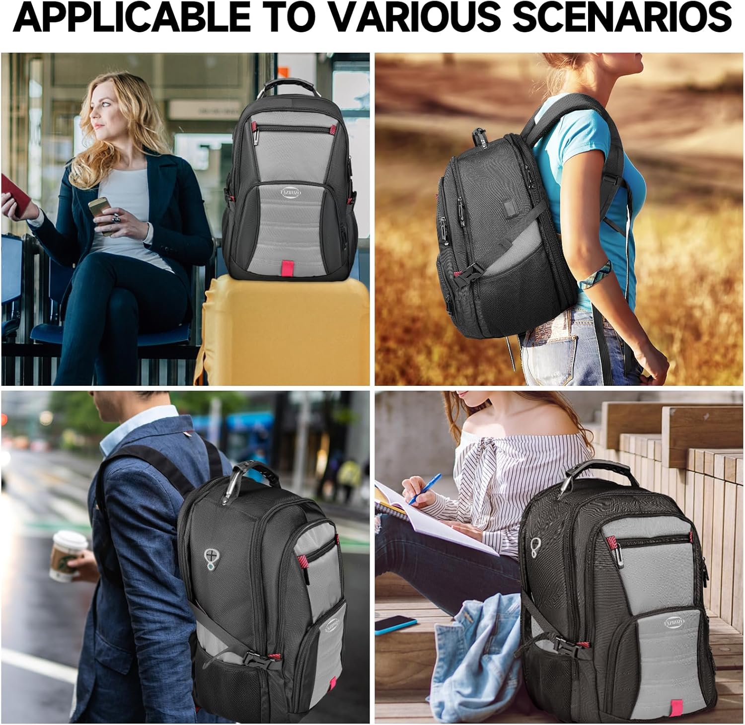 תיק גב גדול במיוחד למחשב נייד לנסיעות 50 ליטר לגברים ונשים