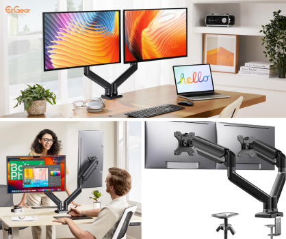 מעמד כפול ל2 מסכי מחשב עד 32″ כל אחד מבית ErGear כולל תמיכה בVESA במחיר אש!
