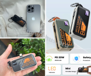 מטען נייד מיני QOOVI Mini Powerbank 5000mah PD20W עם כבל ופורט טעינה מובנים!