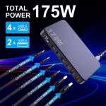 מטען עוצמתי 6 פורטים בטכנ' GAN בעוצמה מקס' של 175W מבית Ueetop במחיר ואווו!