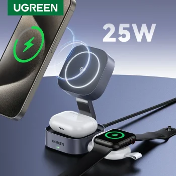 מעמד מטען אלחוטי מגנטי מתקפל 2 ב-1 UGREEN QI/QI2 במחיר שווה!
