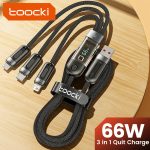 כבל טעינה מהיר USB רגיל 3 ב-1 עד 66W מבית Toocki במחיר רצפה!