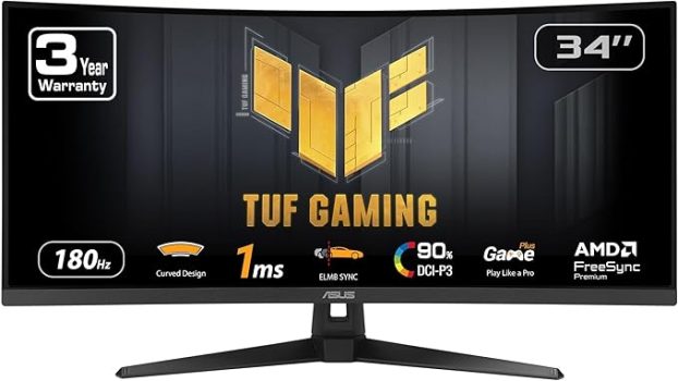 מסך גיימינג קעור ASUS TUF Gaming “34 VG34VQ3B במחיר מדהים!