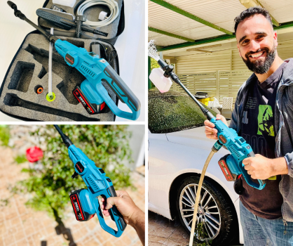 סט מכונת שטיפה גרניק אלחוטי ONEVAN 200Bar 3500W תואמת סוללות מקיטה 18V בהמלצה חמה!