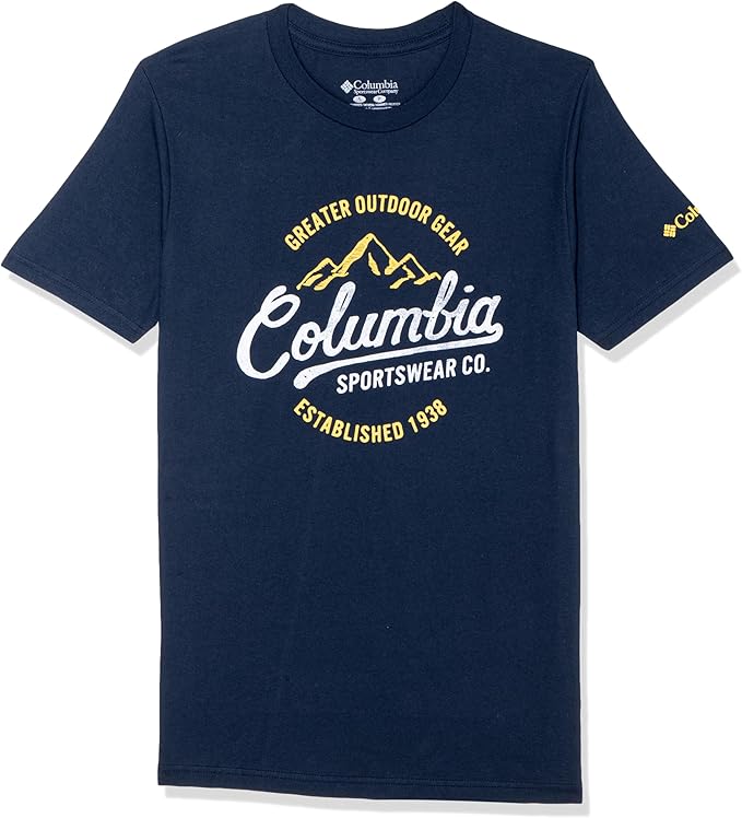 חולצת טי Columbia לגבר בכחול כהה עם הדפס לוגו גדול