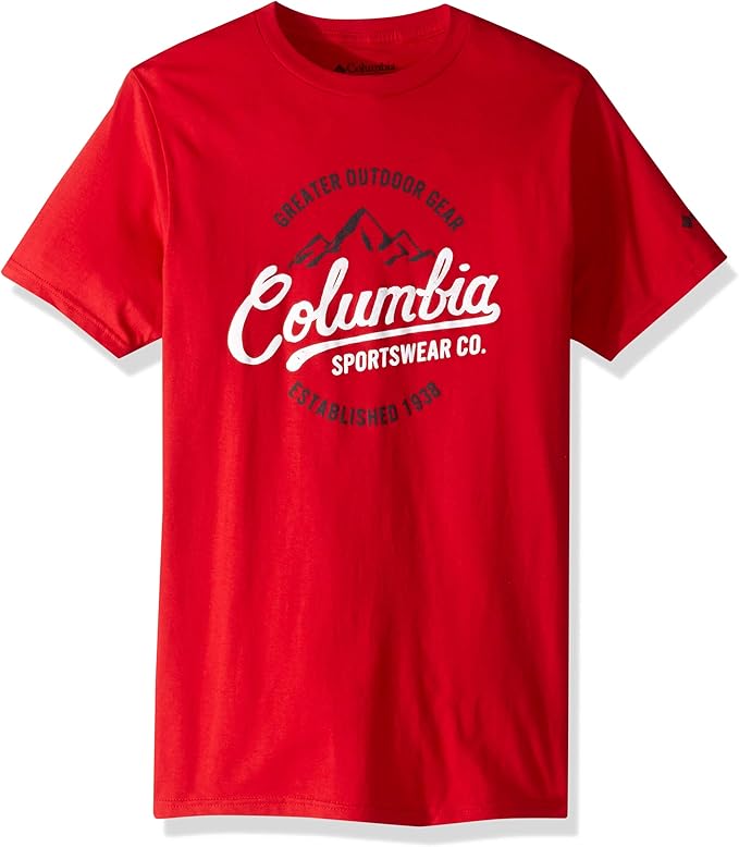 חולצת טי Columbia לגבר באדום עם הדפס לוגו