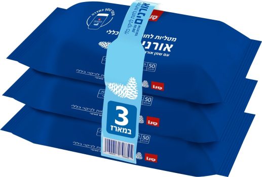 מארז 3 חבילות מגבונים לניקוי כללי עם שמן אורנים טבעי