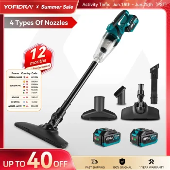 שואב אבק אלחוטי YOFIDRA תואם Makita 18V/21V – במחיר מטורף!