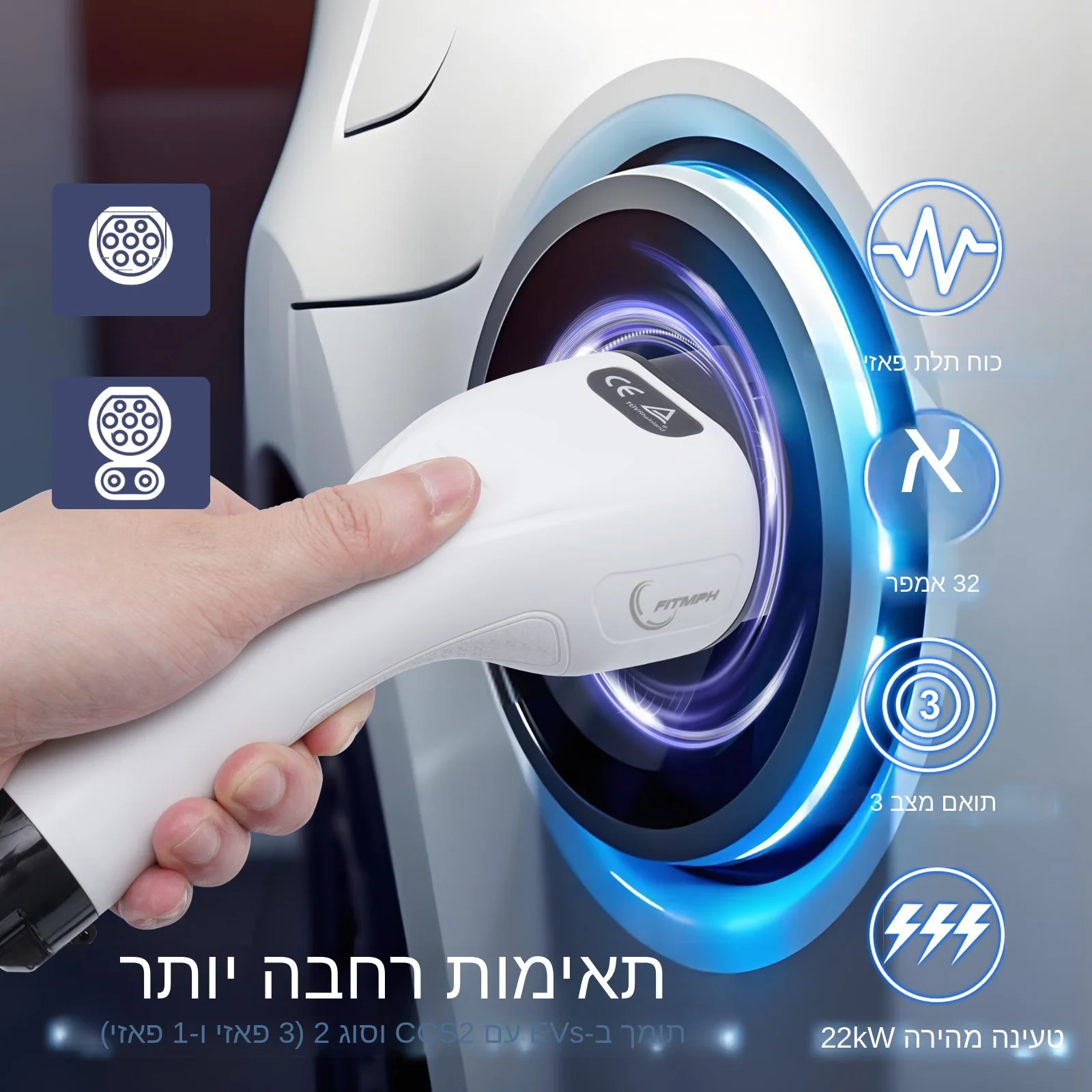 כבל טעינה לרכב חשמלי תואם Type 2 במחיר הזול בישראל! כבל טעינה לרכב חשמלי תואם Type 2 – מהפכת הטעינה שהרכב שלך חיכה לה!