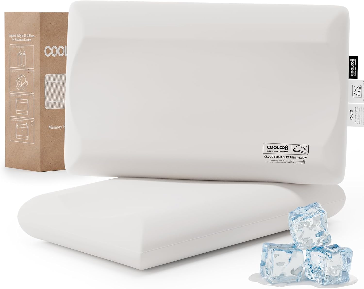 זוג כרית ויסקו אורטופדית COOLoo8 – חוויית שינה ברמה אחרת ב-37.49$ בלבד!ו