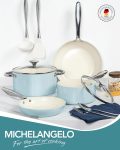 סט סירים ומחבתות MICHELANGELO תכלת 8 חלקים נון-סטיק קראמי תואם אינדוקציה במחיר מדהים!