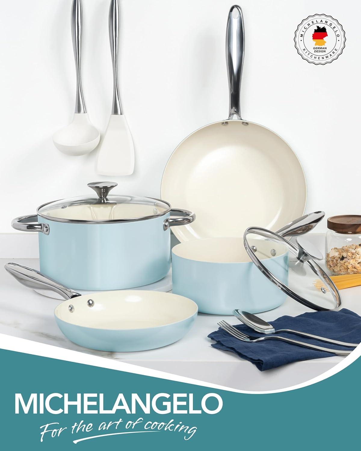 סט סירים ומחבתות MICHELANGELO תכלת 8 חלקים נון-סטיק קראמי תואם אינדוקציה במחיר מדהים! 71Kvloi1dCL._AC_SL1500_