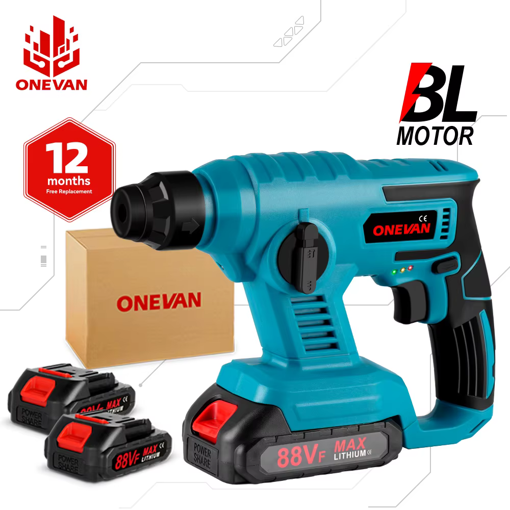 מקדחה/פטישון אלחוטי ONEVAN 1000W עם או בלי סוללות במחיר מדהים!