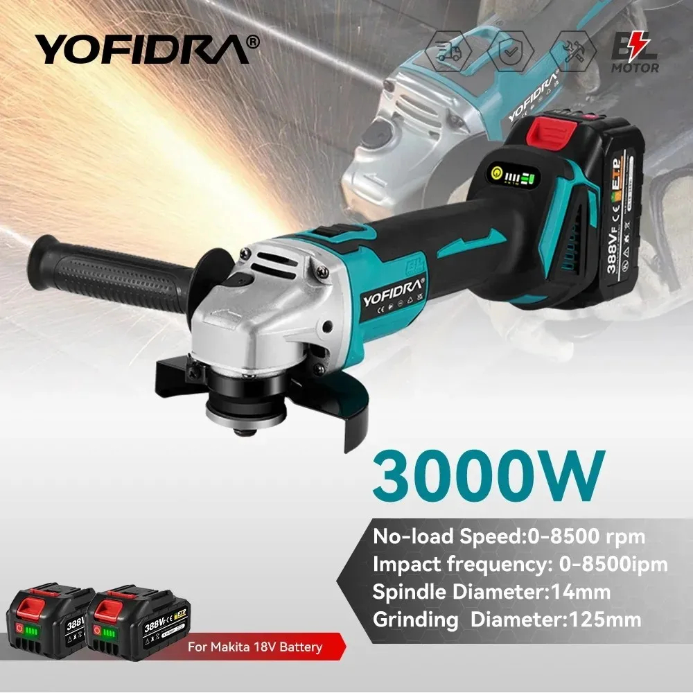 משחזת זווית נטענת תואמת סוללות מקיטה YOFIDRA 18V Brushless במחיר היסטרי!