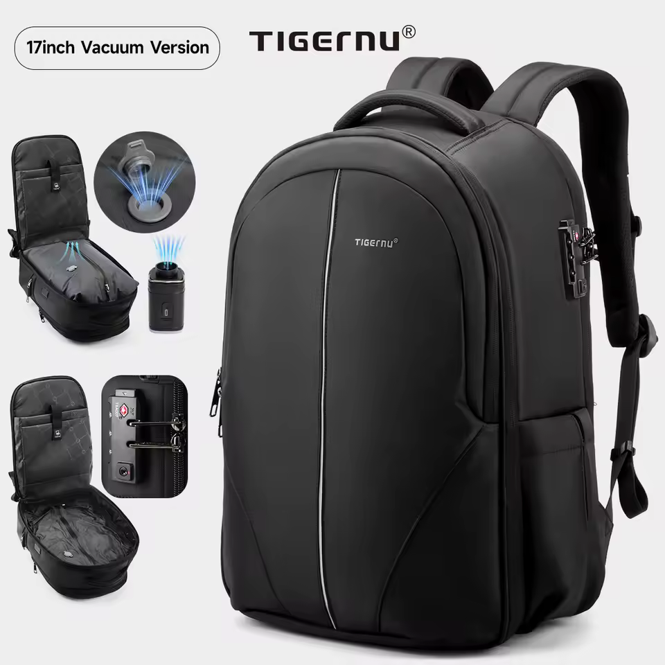 תיק גב וואקום אוטומטי Tigernu T-B3105 עם 50% יותר אחסון בטיול הבא שלכם!