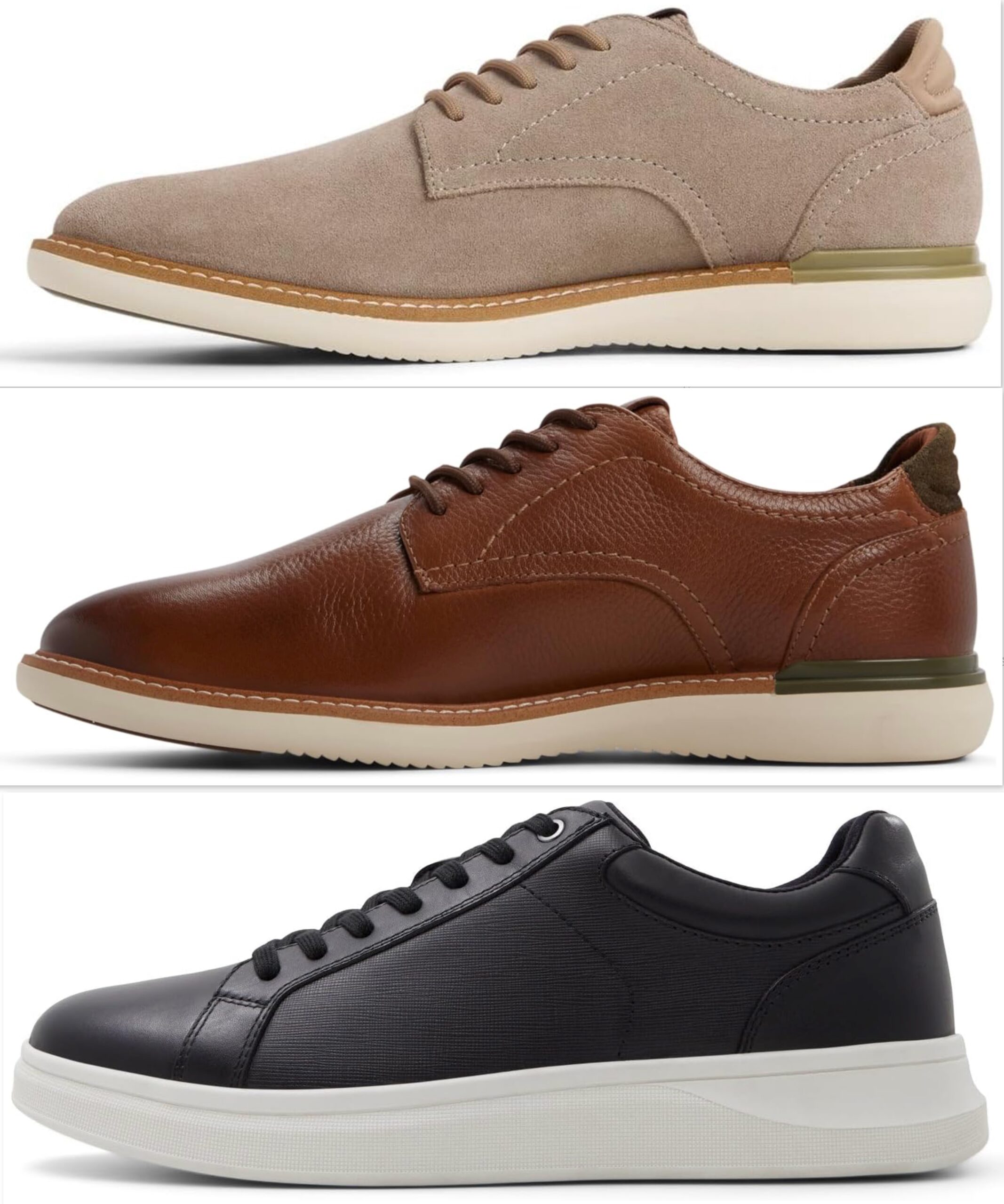 נעלי ALDO לגברים: Rakersgrip בצבעים Dark Beige ו-Cognac ו-Darren בצבע Black