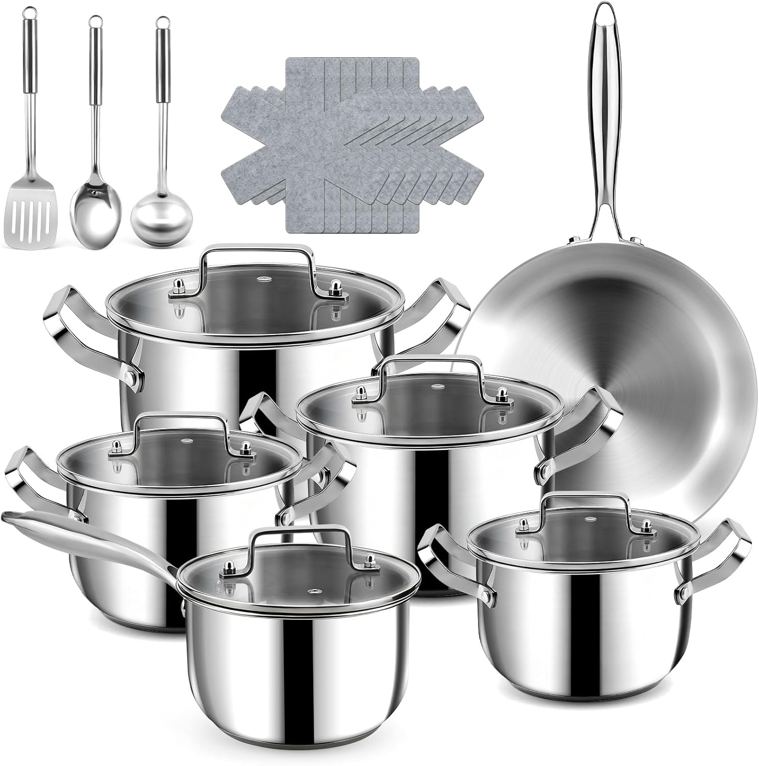 סט סירי ומחבתות נירוסטה 21 חלקים Fruikit Stainless Steel Cookware Set – סקירה ומחיר סייל מטורף