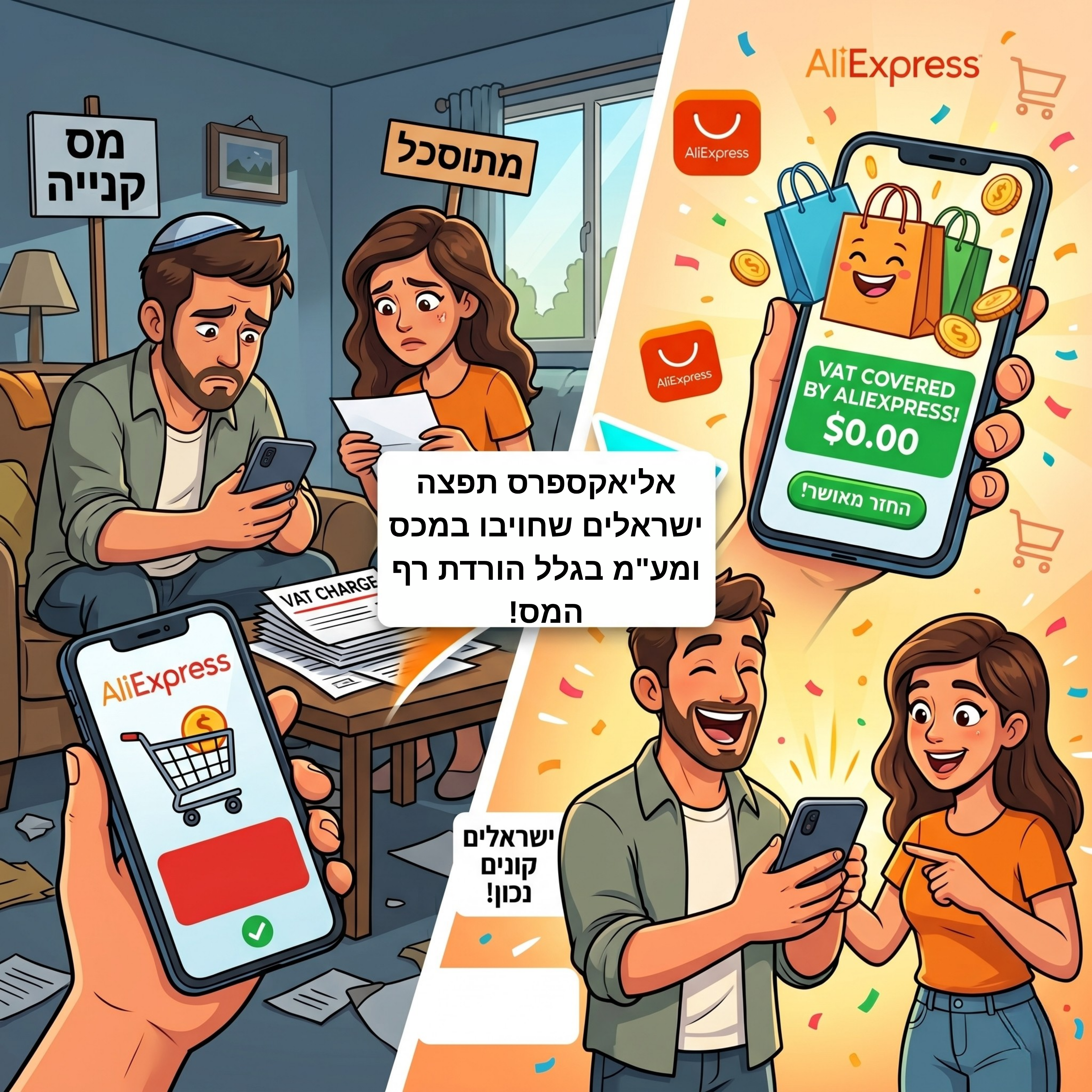 דרמה לחובבי השופינג: אליאקספרס תפצה ישראלים שחויבו במס בעקבות הורדת רף המכס