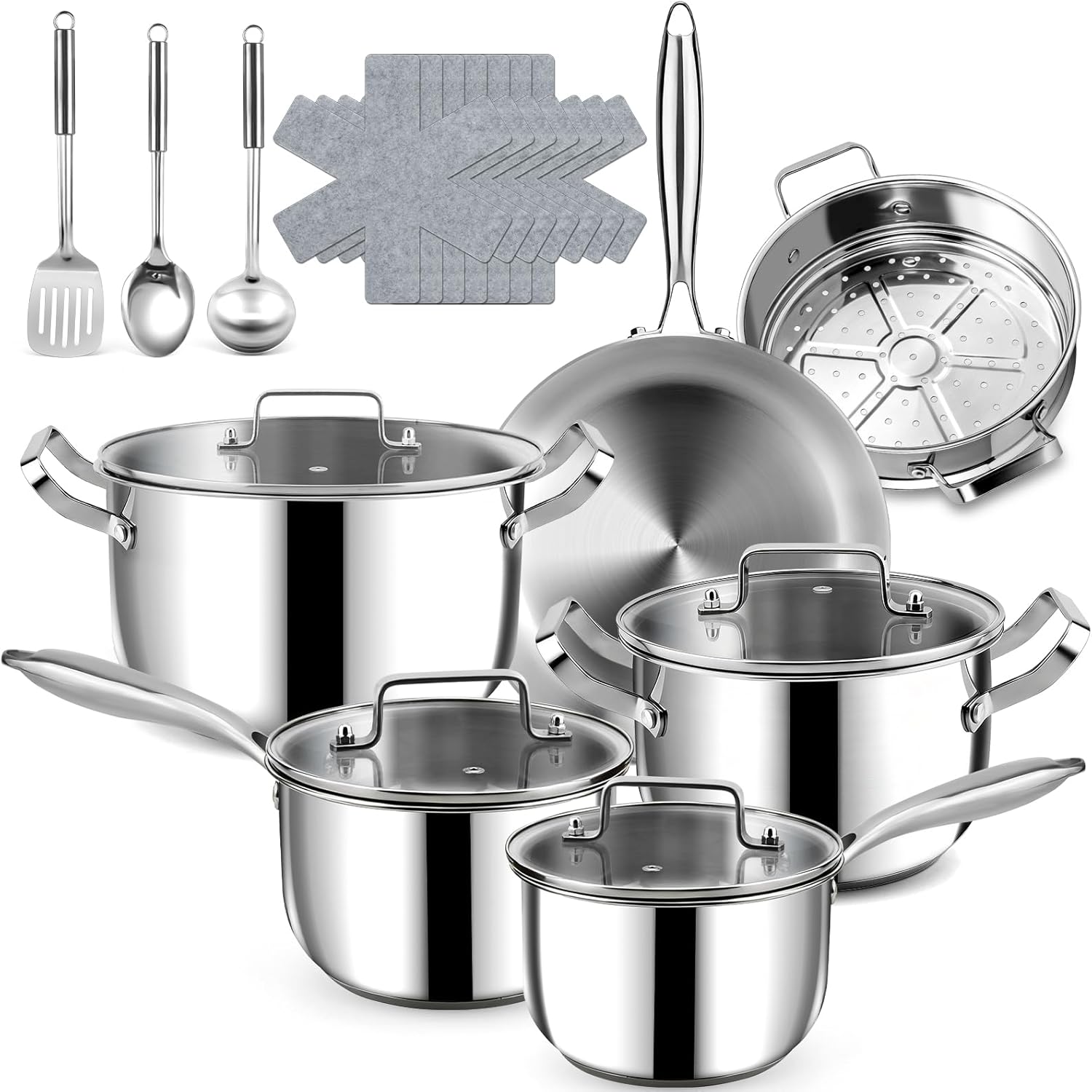 סט סירי ומחבתות נירוסטה 20 חלקים Fruikit Stainless Steel Cookware Set – סקירה ומחיר סייל מטורף